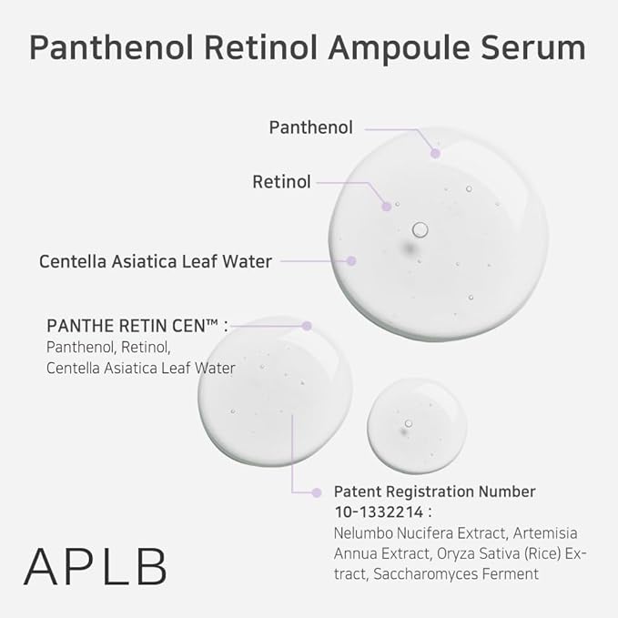 APLB Panthenol Retinol Ampoule Serum | PANTHE RETIN CEN™ 36.5% 1.35 FL.OZ/Korean Skincare, Deep hydration, Elasticity care, Sensitive skin, Wrinkle care, Revitalize for gentle and improve skin texture