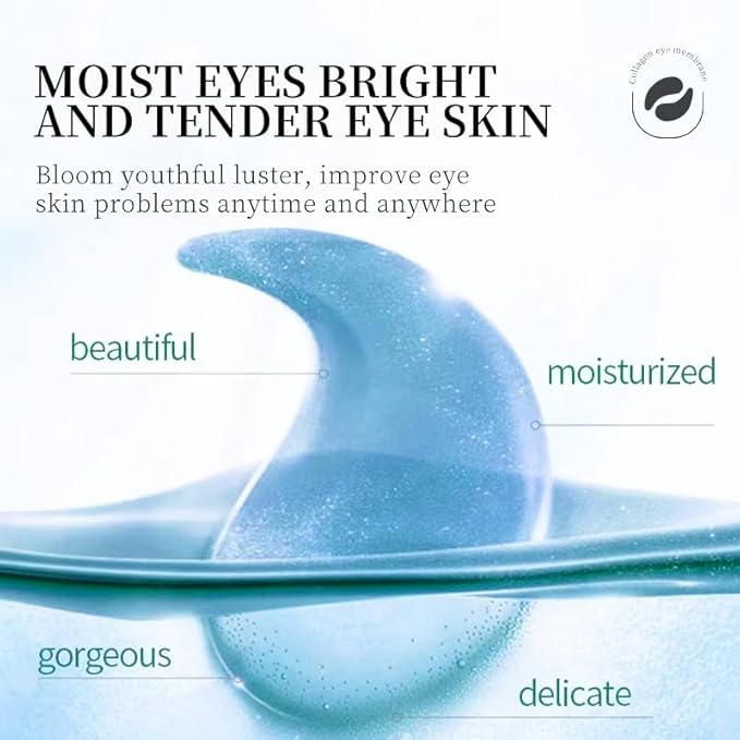 24K Gold Under Eye Treatment Mask, Dark Circle and Anti-Wrinkle, Hydrating eye mask, Puffiness & Eye Care, Collagen,Hyaluronic Acid & Castor Oil, 60 Pieces (Black 24K)