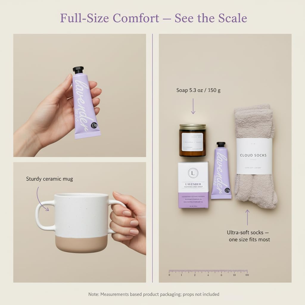 Unboxme Spa Gift Basket for Women - Lavender Self Care Gifts with Candle & Bath Bombs - Relaxation Care Package for Birthday, Get Well Soon, Christmas, Valentine's Day