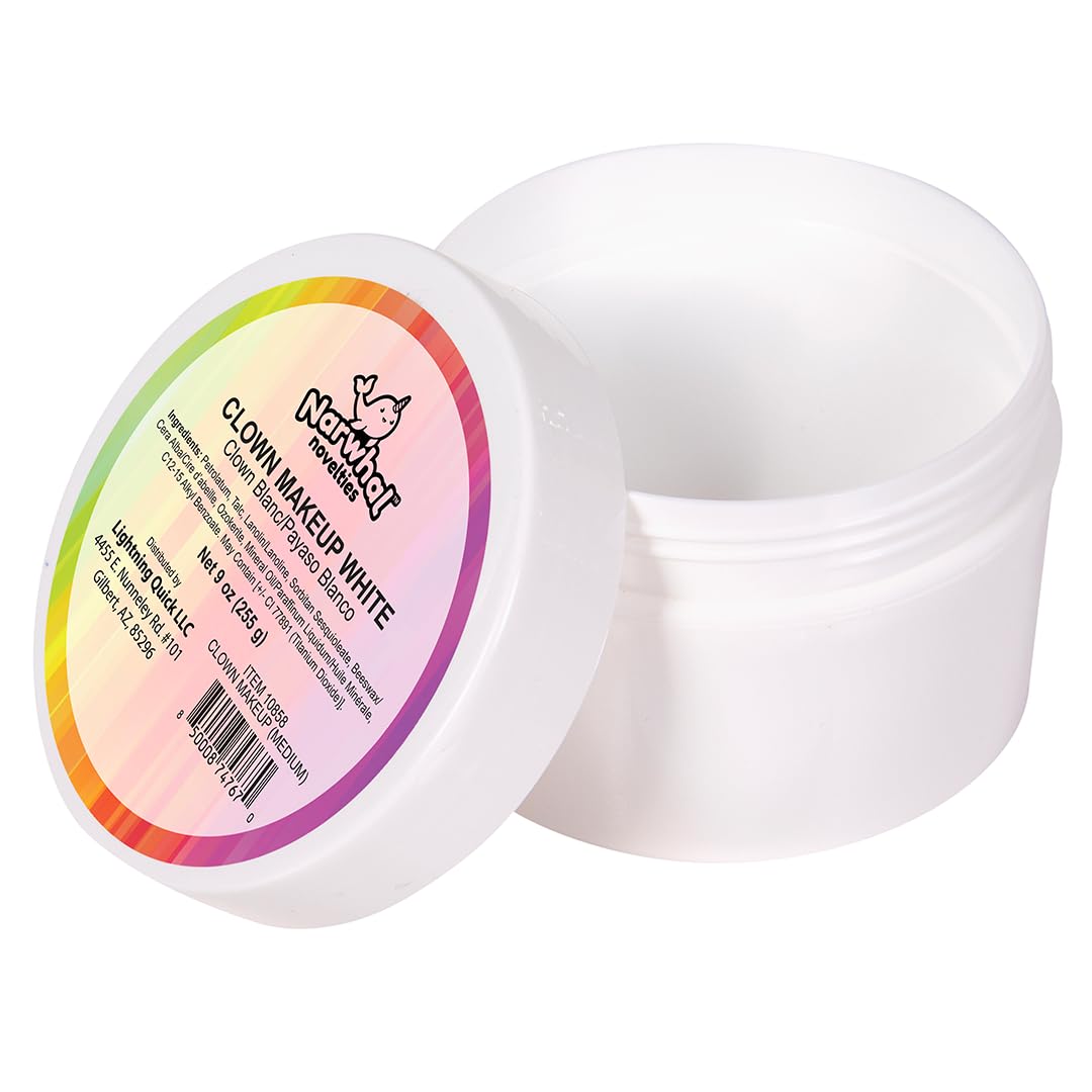 Halloween White Foundation Face Paint Clown Makeup - 9oz Face Cream for Halloween Costume, Corpse Bride Costume, Cosplay, SFX, Stage & Theater - Long Lasting, Safe Body Paint for Kids & Adults