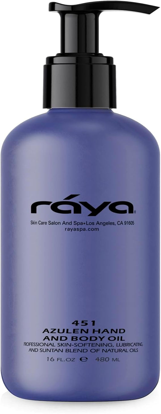 RAYA Azulen Hand and Body Oil 16 oz (451) | Softening and Natural Blend of Oils for Hands, Arms, Legs, and Body | Great as a Body Massage Oil | Great for All Skin
