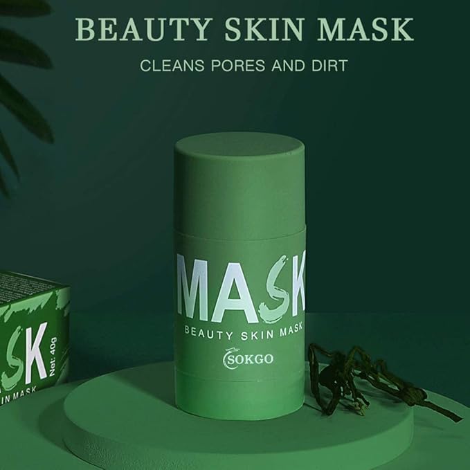 Green Tea Purifying Clay Face Mask, Face Moisturizes Oil Control Blackhead Remover Deep Clean Pore Purifying Clay Stick Deep Cleansing Mask, for All Skin Men Women