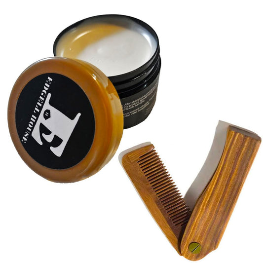 Clay Pomade And Folding Comb Gift Combo Set Includes 2.7oz Hair Clay Pomade For Men And 7 Inch Sandalwood Hair & Beard Pocket Comb – Clay Products and Wooden Gifts