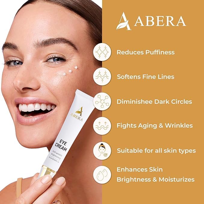 ABERA Natural Repair Eye Cream with Set 15 Eye Masks, Minimizes Under Eye Bags & Dark Circles, Reduce Puffiness, Wrinkles and Fine Lines, 0.5 fl oz
