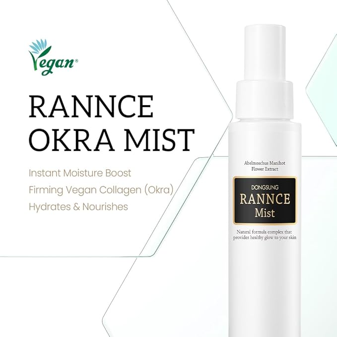 DONGSUNG Facial Mist, Face Mist with Okra Fruit Extract and Abelmoschus Manihot Flower Extract, Hydrates and Nourishes Skin, Day Care (Okra, 3.38 fl oz)