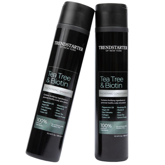 TRENDSTARTER - TEA TREE & BIOTIN THICKENING SHAMPOO & CONDITIONER Set (10.14Fl.Oz ea.) - Argan Oil, Peppermint Oil, Collagen, Quinoa, Aloe, Rosemary, Green Tea, and Saw Palmetto (DHT Blocker)