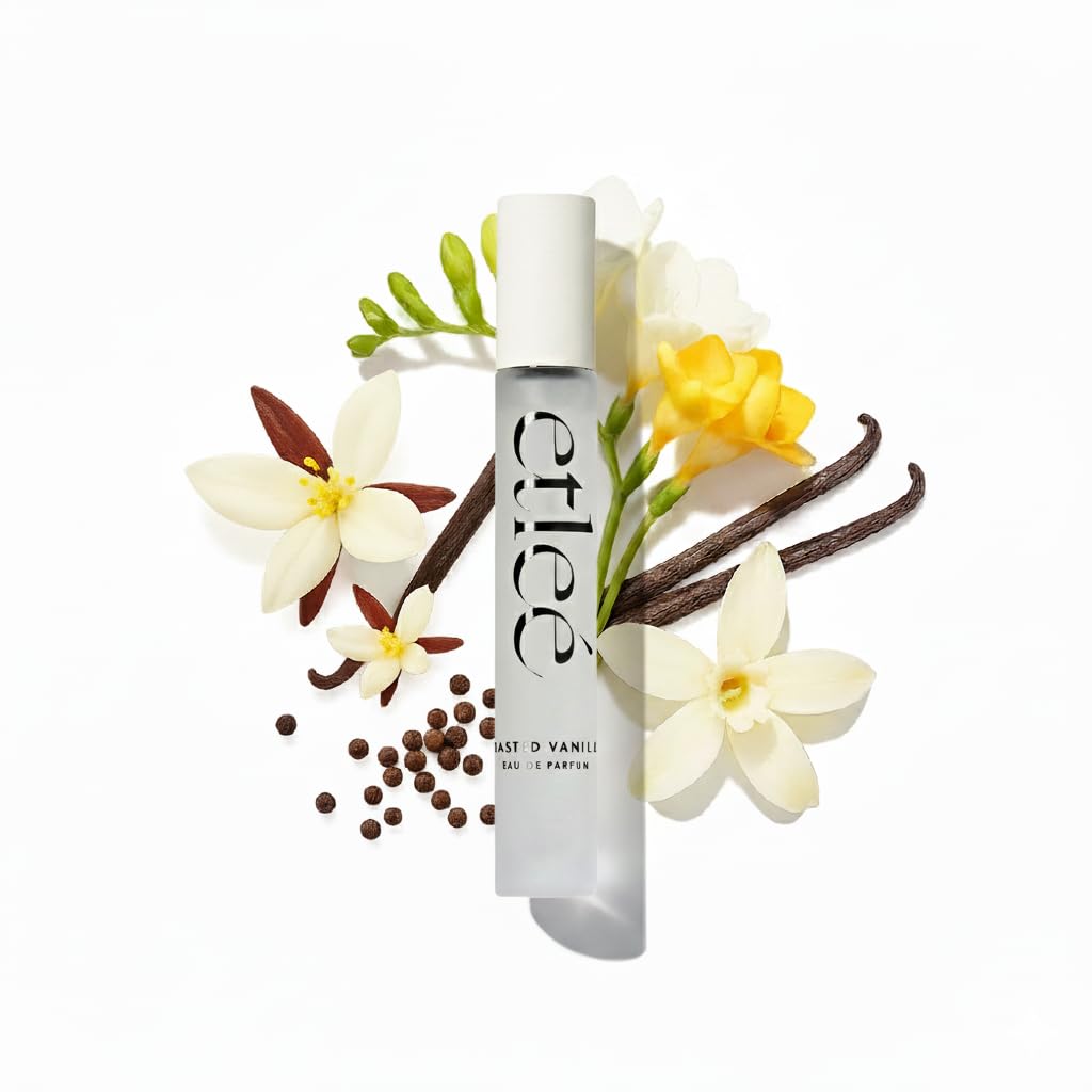 Toasted Vanilla Eau de Parfum 0.34oz, Woody Musky Long Lasting Perfume With Amber, Bergamot, Black Pepper, Sandalwood & Orchid, Layerable Luxury Fragrance for Women & Men for Everyday Wear