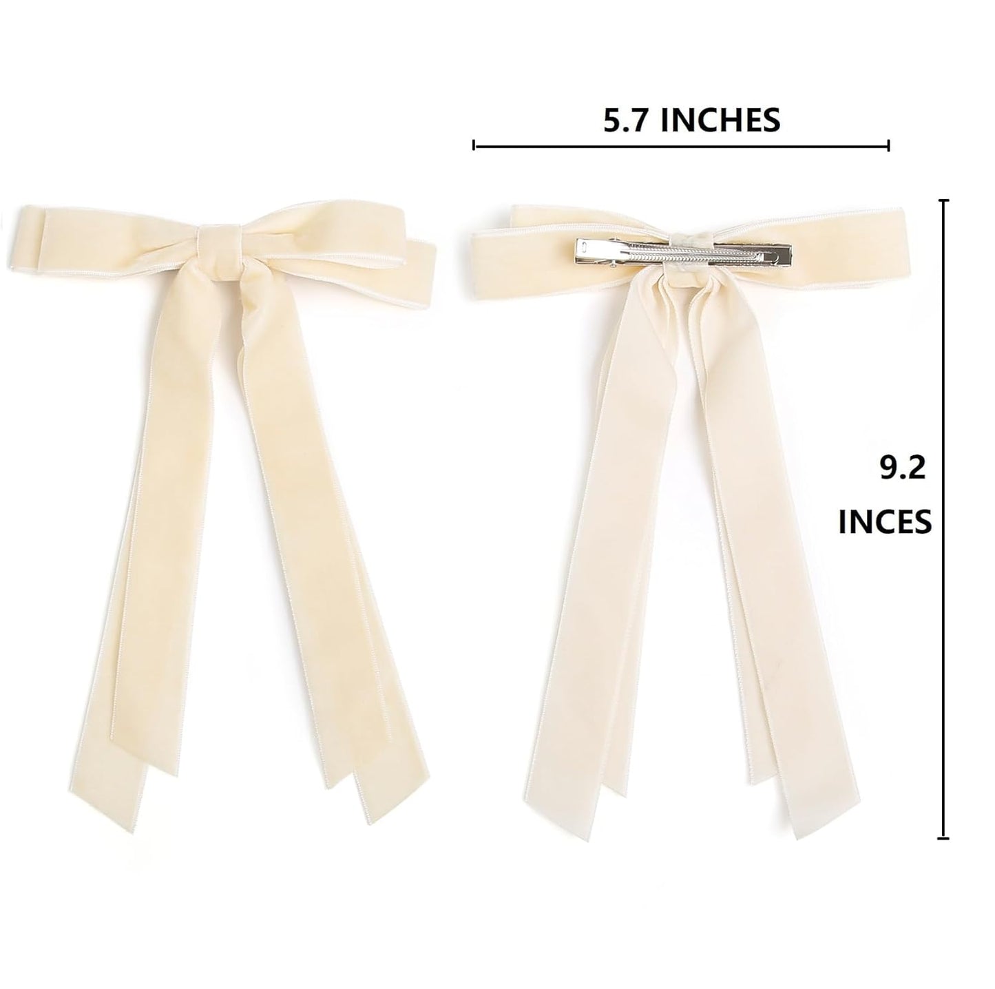 Velvet Hair Bows for Women Girls, Holiday Velvet Ribbon Bows for Hair Holiday Gifts, Black Cream White