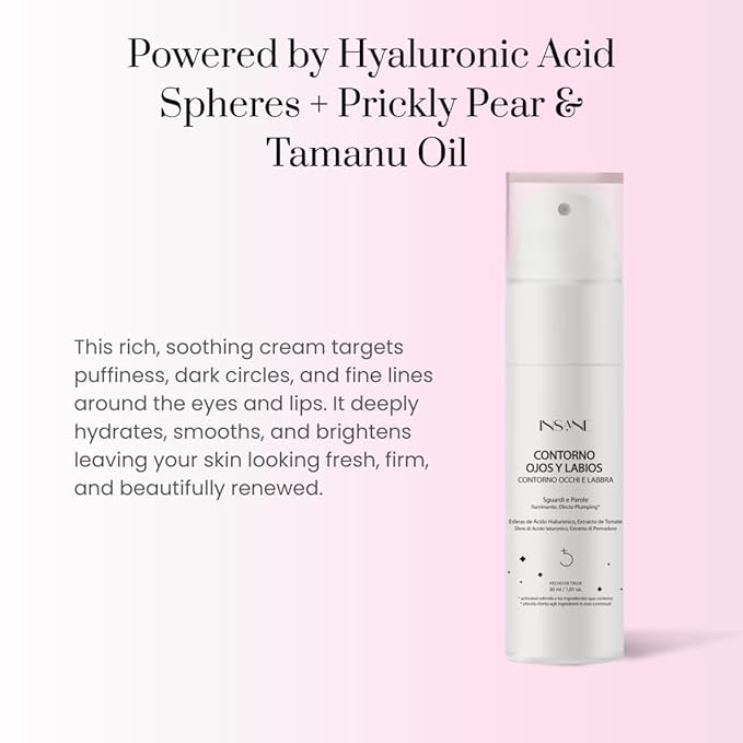 Biotech Eye & Lip Contour Cream — Hyaluronic Acid Spheres + Tamanu Oil — Depuffs, Plumps & Smooths Fine Lines — Ophthalmologically & Dermatologically Tested