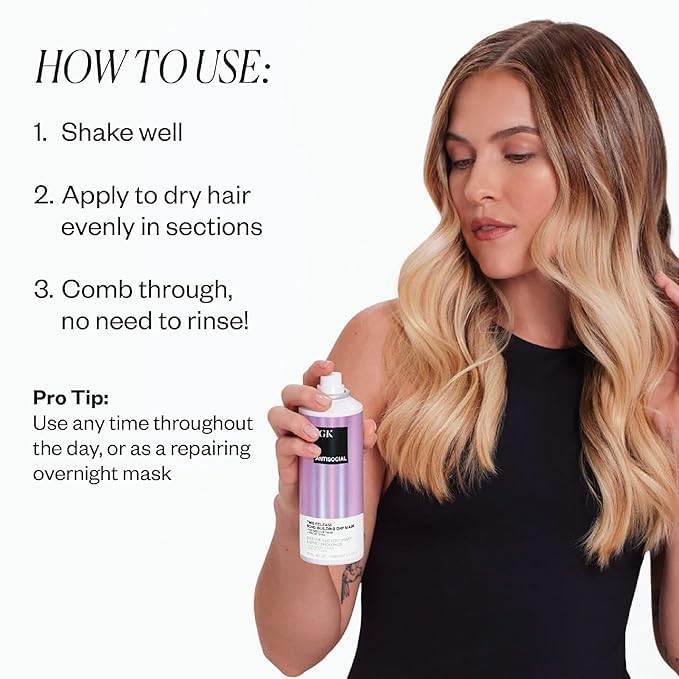 IGK Hair Treatment Full Size Set | Antisocial Dry Hair Mask + Good Behavior Spirulina Spray | Overnight Bond-Building + Keratin Like Smoothing Spray | Vegan + Cruelty-Free | Set of 2