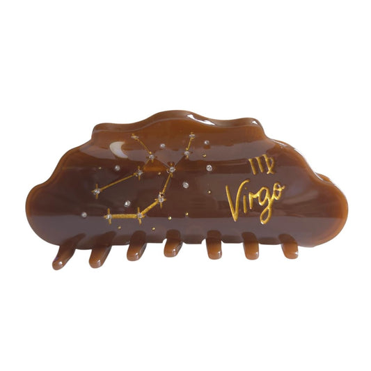 Fantasy Virgo Sign Hair Clips,Novelty Acetate Claw Clip,Zodiac Hair Clips for Women,Brown