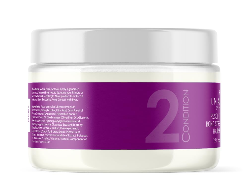 Inahsi Rescue & Repair Bond Strengthening Hair Masque | Deep Conditioner for Men, Women, or Kids with Curly Hair | Hair Products for Naturally Curly Hair 12 oz | Made in the USA
