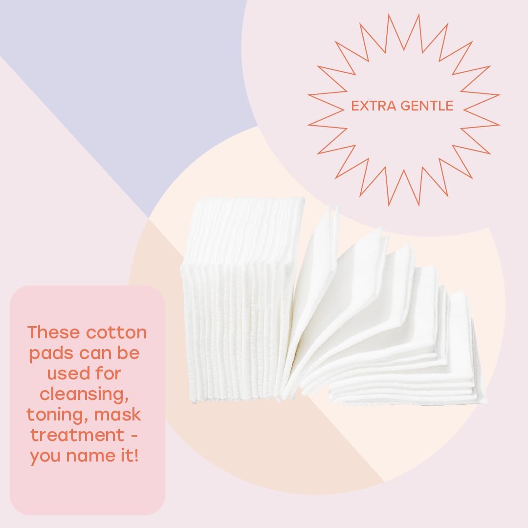 White Rabbit - Naked Cotton Classic - Premium Facial Cotton Pads - for Makeup Remover, Toner, Mask - 100% Cotton, Unbleached, Lint-Free - Extra Soft & Durable - Natural & Cruelty-Free - 500 Count