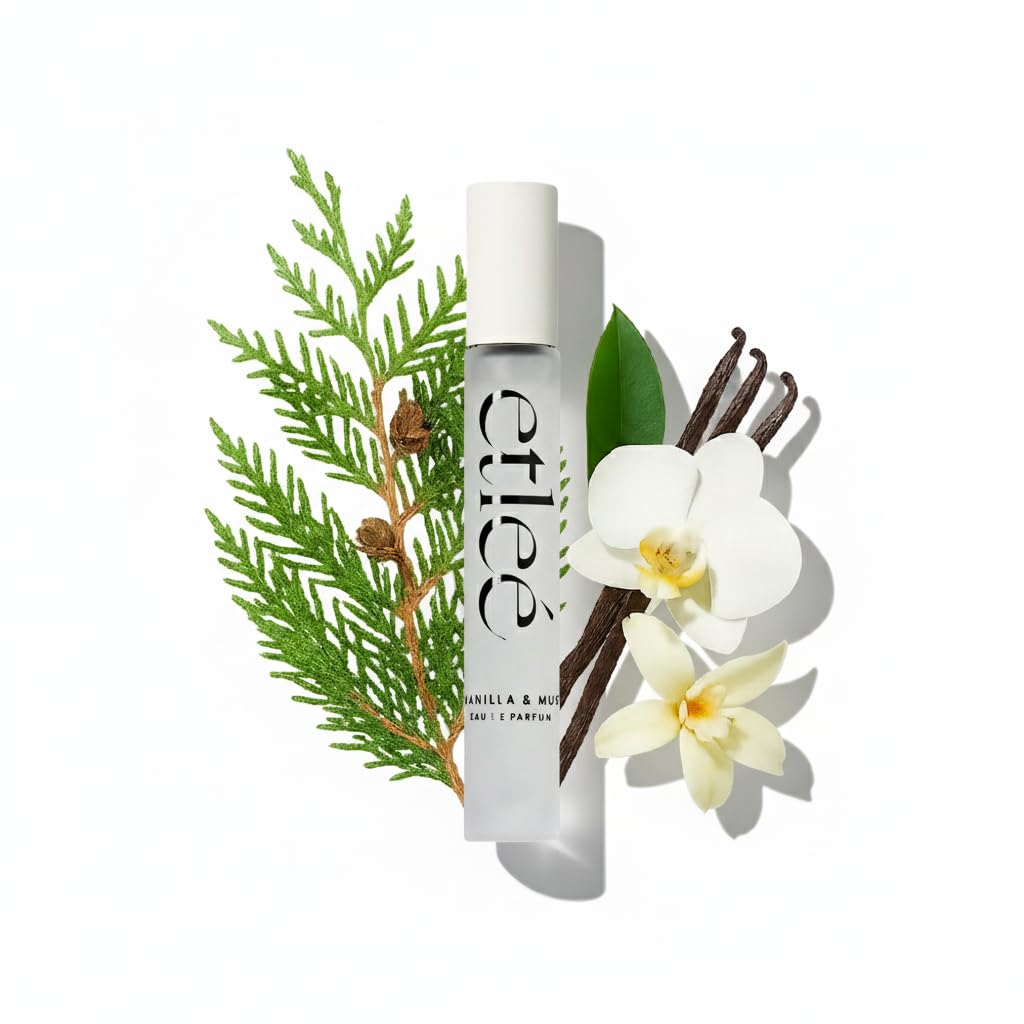 Vanilla & Musk Eau de Parfum 0.34oz, Long Lasting Perfume Inspired by Phlr Vanilla Skin, Floral Fruity Gourmand Notes With Amber, Sandalwood, Cypress & Orchid, Luxury Fragrance for Women & Men