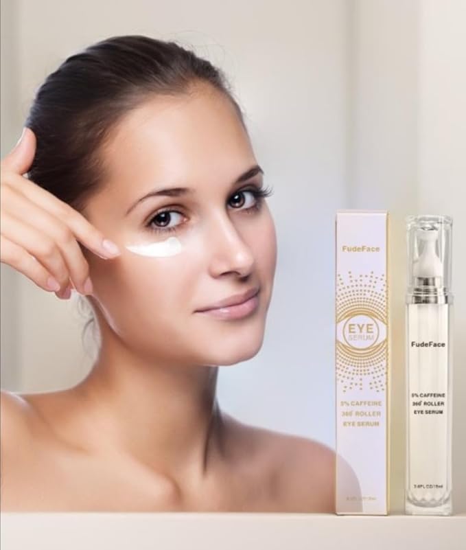 5% Caffeine Eye Serum and Under Eye Roller Cream for Dark Circles and Puffiness, Cafeine with 360° Massage Ball Reduce Wrinkles and Fine Lines,Bags under eyes