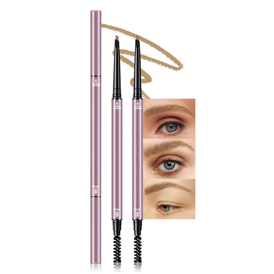 3 Pcs Brown Eyebrow Pencils for Women,with Spoolie Brush,Eyebrow Pencil Soft Textured,Waterproof Sweat-proof for Fills in Sparse Areas and Gaps Create a Natural Eye Brow,Vegan & Cruelty-Free