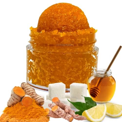 Turmeric Lemon Honey Sugar Lip Scrub, Dark Lip, Lip Brightening Scrub, Exfoliating Lip Scrub, Sugar Lip Scrub, Turmeric Lemon Lip Scrub (4 Ounce)