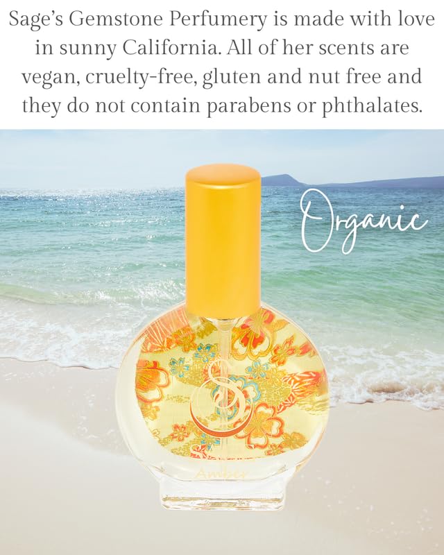 The Sagelifestyle Amber Organic Perfume Spray for Women - Vanilla, Blood Orange, Warm Musk, Labdanum - Long Lasting and Natural Scent - Vegan & Cruelty Free, Made in USA, 1/2 oz - Travel Size Perfume