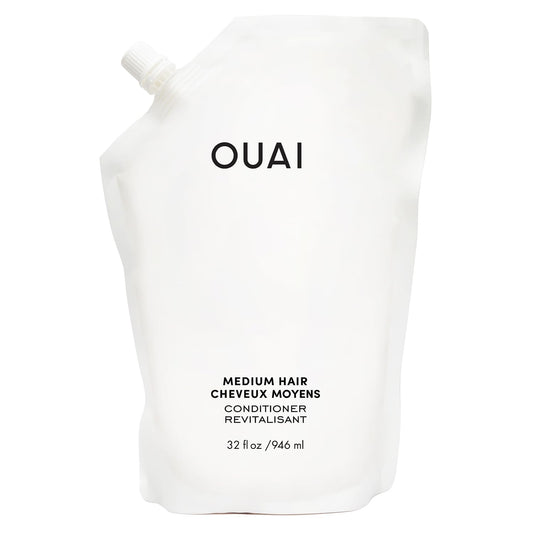 OUAI Medium Conditioner Refill - Hydrating Hair Conditioner with Coconut Oil, Babassu Oil, and Keratin - Strengthens, Repairs and Adds Shine - Paraben and Phthalate Free Hair Care Products (32 Oz)