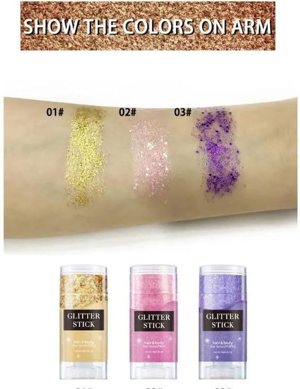 Purple Body Glitter Stick,Holographic Sequins Paint Sparkling Face Glitter for Women Face/Body/Hair/Eyes/Lip Glitter Makeup.