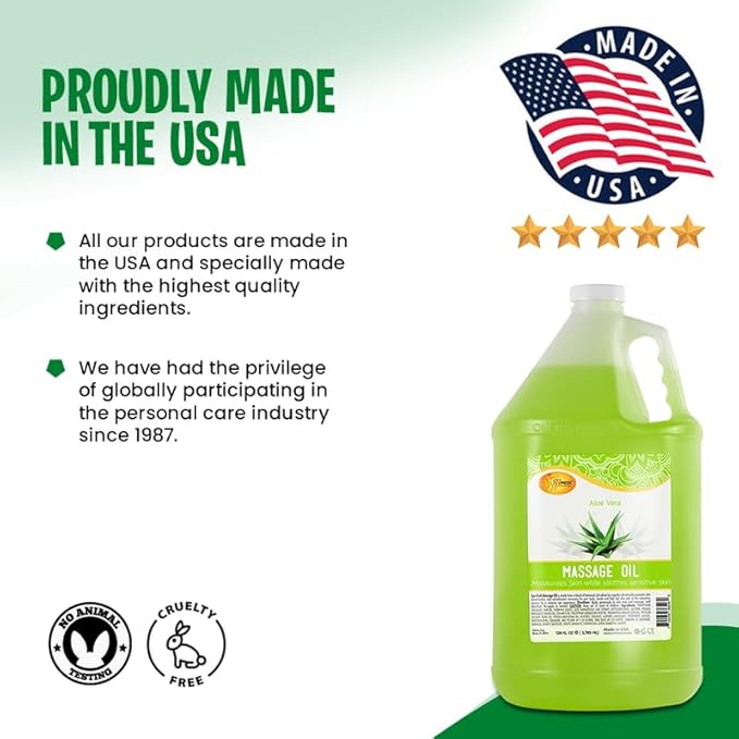 SPA REDI - Massage Oil, Aloe Vera, 128 Oz - Professional Pedicure, Manicure, Full Body Massage Therapy, Made with Almond Oil, Cotton Seed Oil, Sunflower Oil, Avocado Oil, Essential Oils, Vitamin E