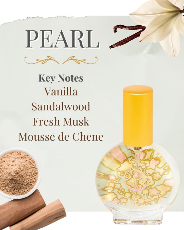 The Sage Lifestyle Pearl Organic Luxury Perfume Mini Spray, Sandalwood, Vanilla, Musk, Luxury Long Lasting Scent, Vegan & Cruelty Free, Made in USA, 1/2 oz Travel Size Perfume