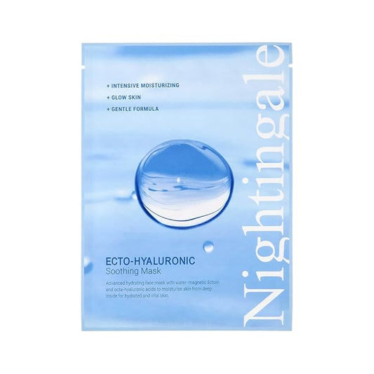 Nightingale Ecto-hyaluronic Soothing Mask, Hyaluronic Acid, Betula Alba Juice, Ectoin, Korean Hydrating Facial Mask, Alcohol Free, Korean Skin Care