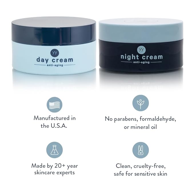 All-in-one | Combines a moisturizer, Toner, and Anti-Aging | Made in The U.S.A. (1 Pack, Day and Night Cream)
