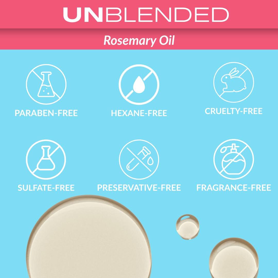 UNBLENDED Rosemary Oil 100% Pure & Natural – For Hair Growth, Scalp Care & Skin – 60ml / 2oz
