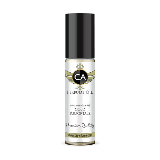 CA Perfume Impression of Gold Immortals Unisex Fragrance Oil Amber Floral Scent Long Lasting Perfumes for Women & Men Travel Size TSA Ready Mini Parfum Body Oil Roll-on 0.33 Fl Oz 10ml