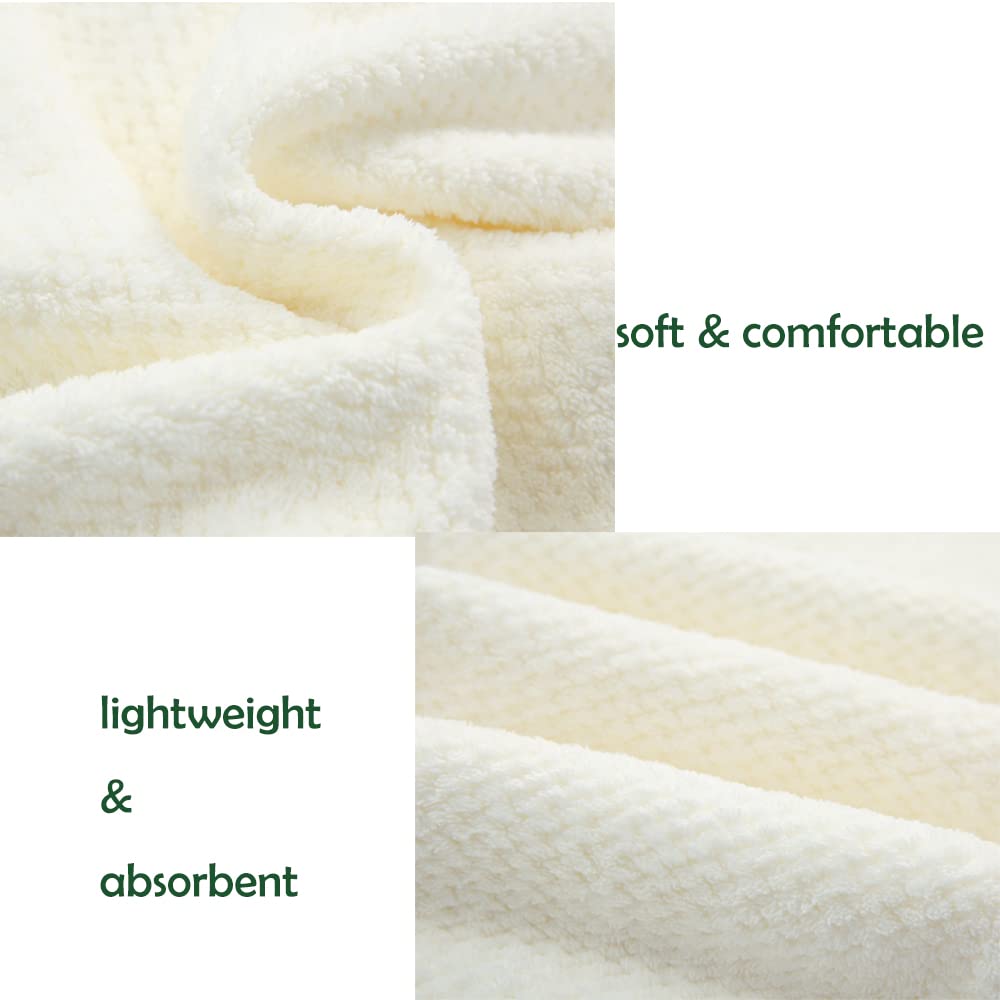 2 Pack Microfiber Hair Towel Wrap,Hair Drying Towel with Button, Absorbent and Soft,Anti-frizz Head Towel to Dry Hair Quickly(Beige&Beige)