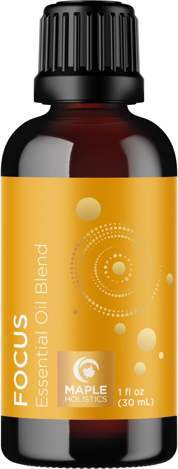 Focus Essential Oil Blend for Diffusers - Citrus and Mint Essential Oils Blend for Energy Focus and Attention Support - Essential Oil for Focus with Aromatherapy Oils for Diffusers and Humidifiers