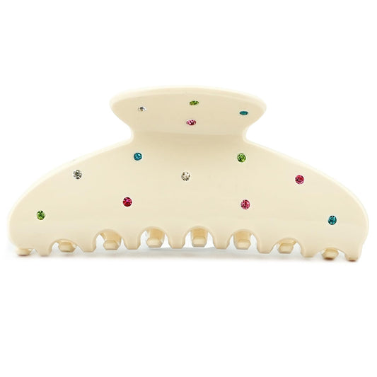 MAORULU Cute Claw Clip for Women – 4'' Large Acetate Hair Clips for Thick Thin Curly Long Hair, Durable Hair Clamps Non-slip Jaw Clip, Strong Hold, No Hair Damage, Stylish French Design (Cream)