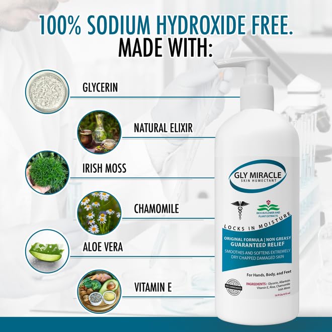 GLY MIRACLE Moisturizing Body Cream Lotion, 16 ounce - Non-Greasy Skin Humectant for Extremely Dry Skin, Hands, Body, and Feet, Light Fresh Scent with Pure Glycerin for Nourishing Hydration.