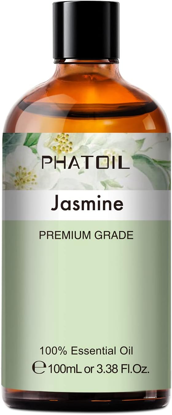3.38FL.OZ Jasmine Essential Oil with Glass Dropper, for Aromatherapy Diffusers, Humidifiers, Great for DIY Candle and Soap Making, Huge 100ML Bottle