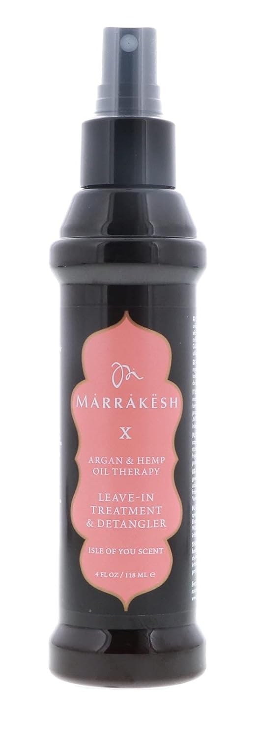 Marrakesh X LEAVE-IN TREATMENT & DETANGLER (Isle of You Scent) with Argan & Hemp Oil Therapy Spray Conditioner by Earthly Body (with Sleek Steel Pin Tail Comb) (Isle of You - 4 oz / 118 ml)
