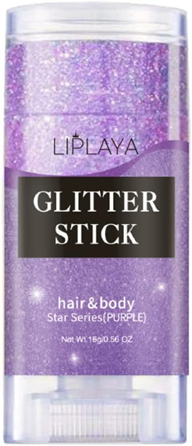 Purple Face Body Glitter Stick, Mardi Gras Outfit for Women and Kids,Sparkly Holographic Party Festival Rave Mardi Gras Accessories for Carnival, Chunky Holographic Face Glitter Makeup