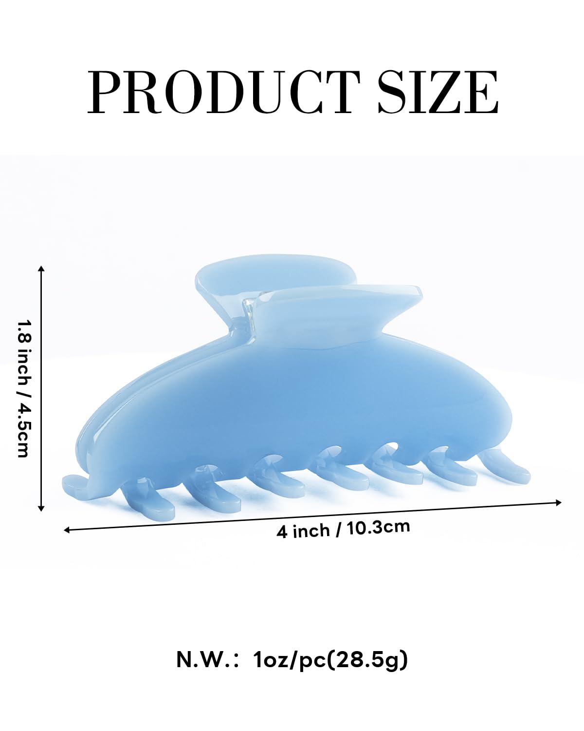 MAORULU Cute Claw Clip for Women – 4'' Large Acetate Hair Clips for Thick Thin Curly Long Hair, Durable Hair Clamps Non-slip Jaw Clip, Strong Hold, No Hair Damage, Stylish French Design (Blue)