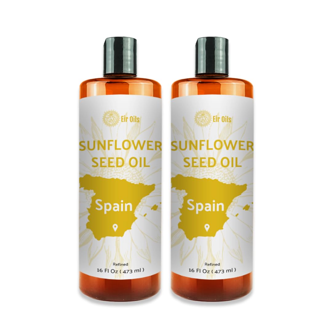 Sunflower Carrier Oil (32oz) - Direct from EIR Oils' Farmland in the Sunny Fields of Spain - 100% Pure Carrier Oil for Hair, Face, and Skin