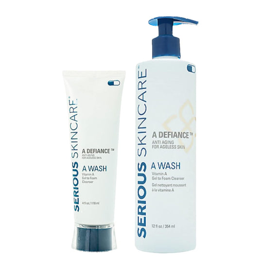 Serious Skincare - Gentle Exfoliating Retinol Facial Cleanser - Skin Hydrating Gel to Foam Vitamin A Wash - Clarify Pores - Removes Makeup, Oil, SPF - Avena Sativa Extract - 12 Oz + 4 Oz