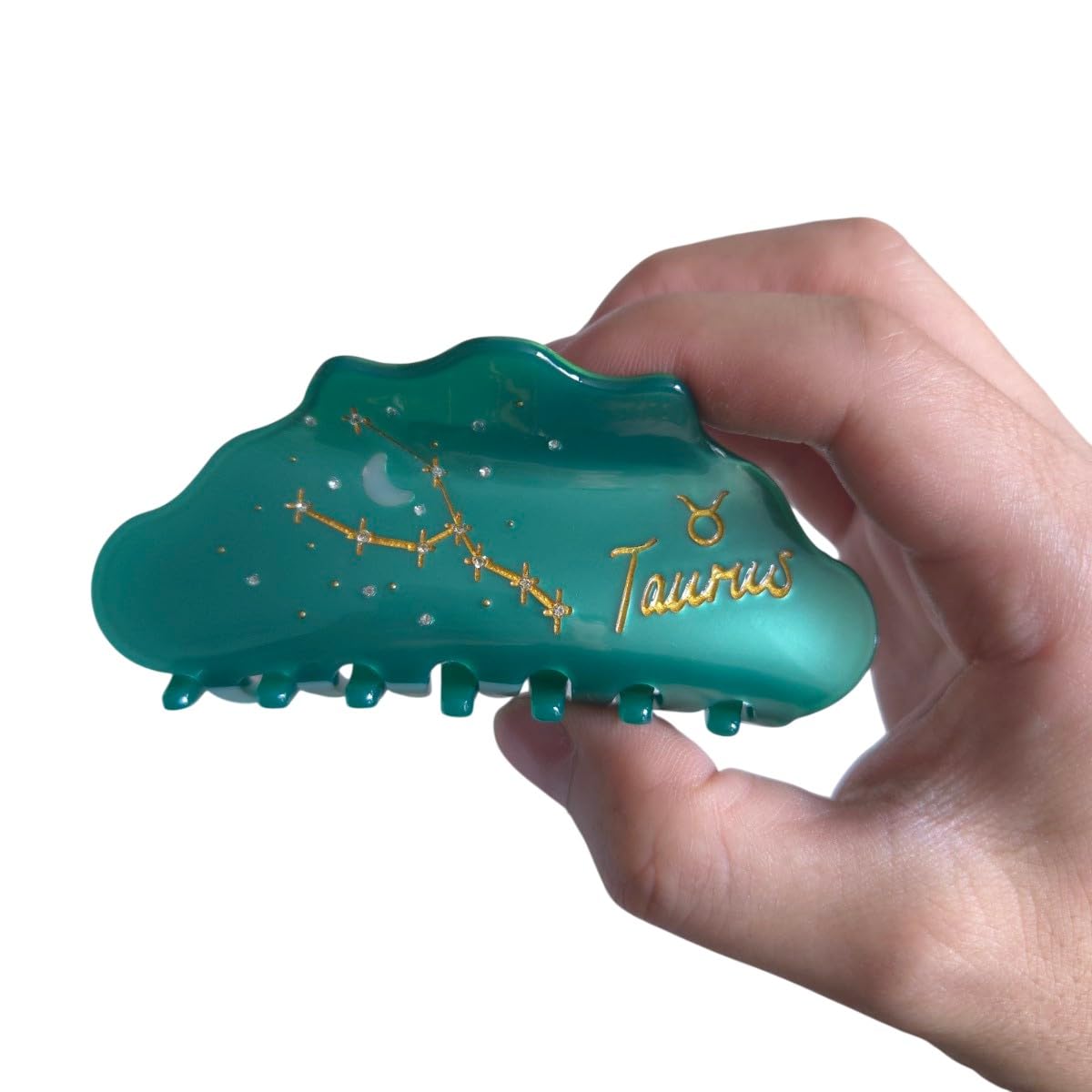 Fantasy Taurus Sign Hair Clips,Novelty Acetate Claw Clip,Zodiac Hair Clips for Women,Emerald