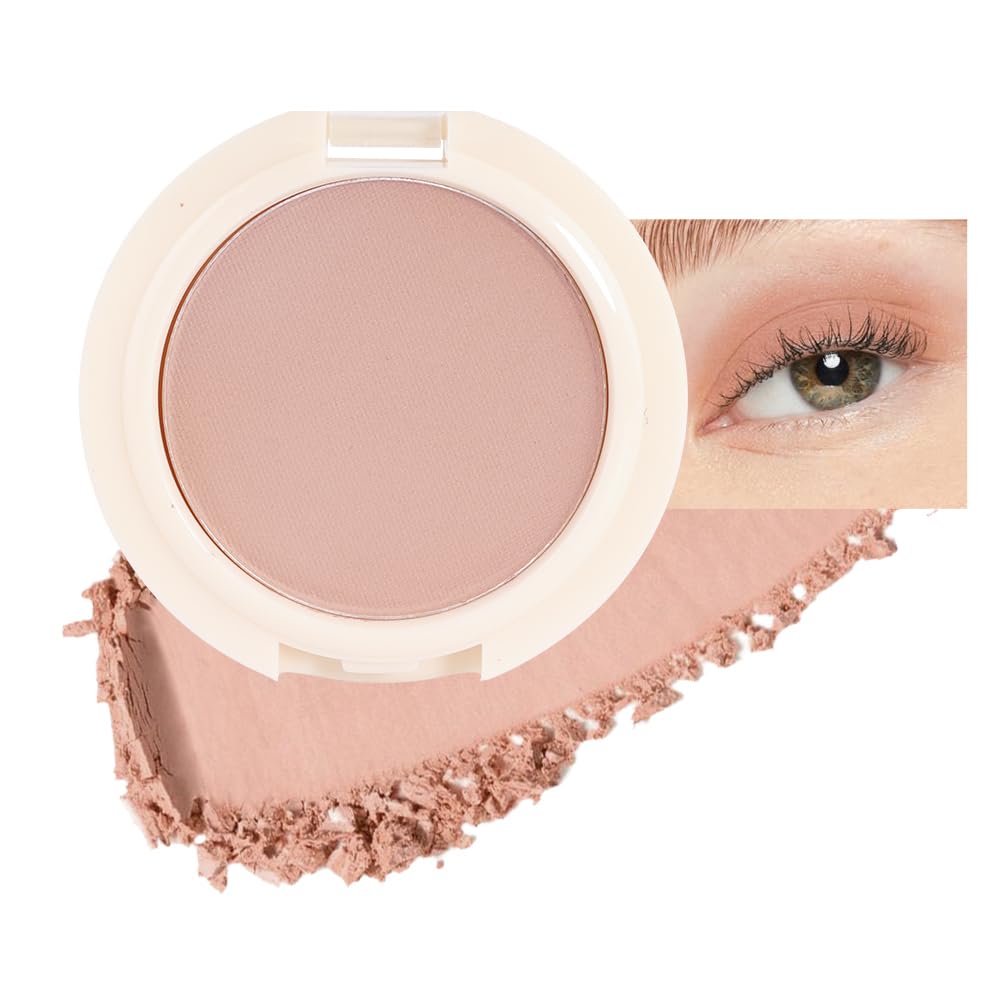 Eyeshadow Single Matte, High-Pigment Monochrome Eye Shadow Pressed Powder, Everyday Velvety Silky Eye Makeup Looks, Professional Long-Lasting Waterproof Single Eyeshadow Palette, Nude 01