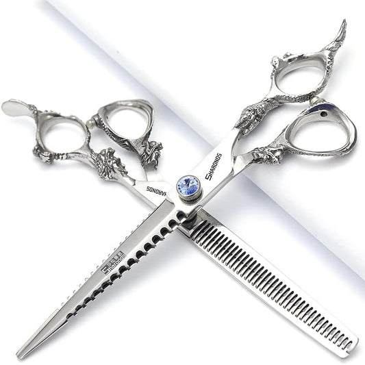 Professional Japanese Hairdressing Scissors - Slim Design, 7 Inch, 2 Pieces (Men & Women)