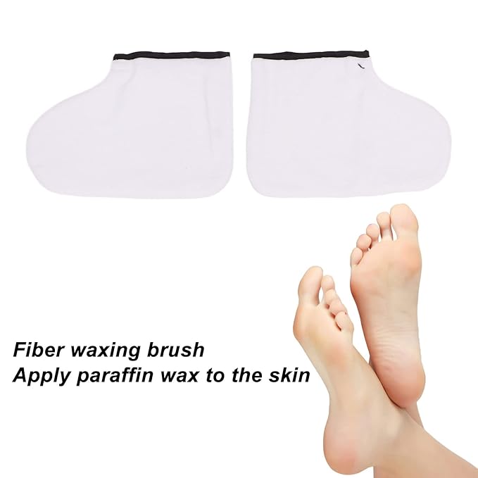 White Wax Bath Mitts Set for Hand and Feet, Wax Warmer Moisturizing Kit, Plastic Paraffin Wax Liners, Bath Wax Refill Socks and Gloves for Wax Machine