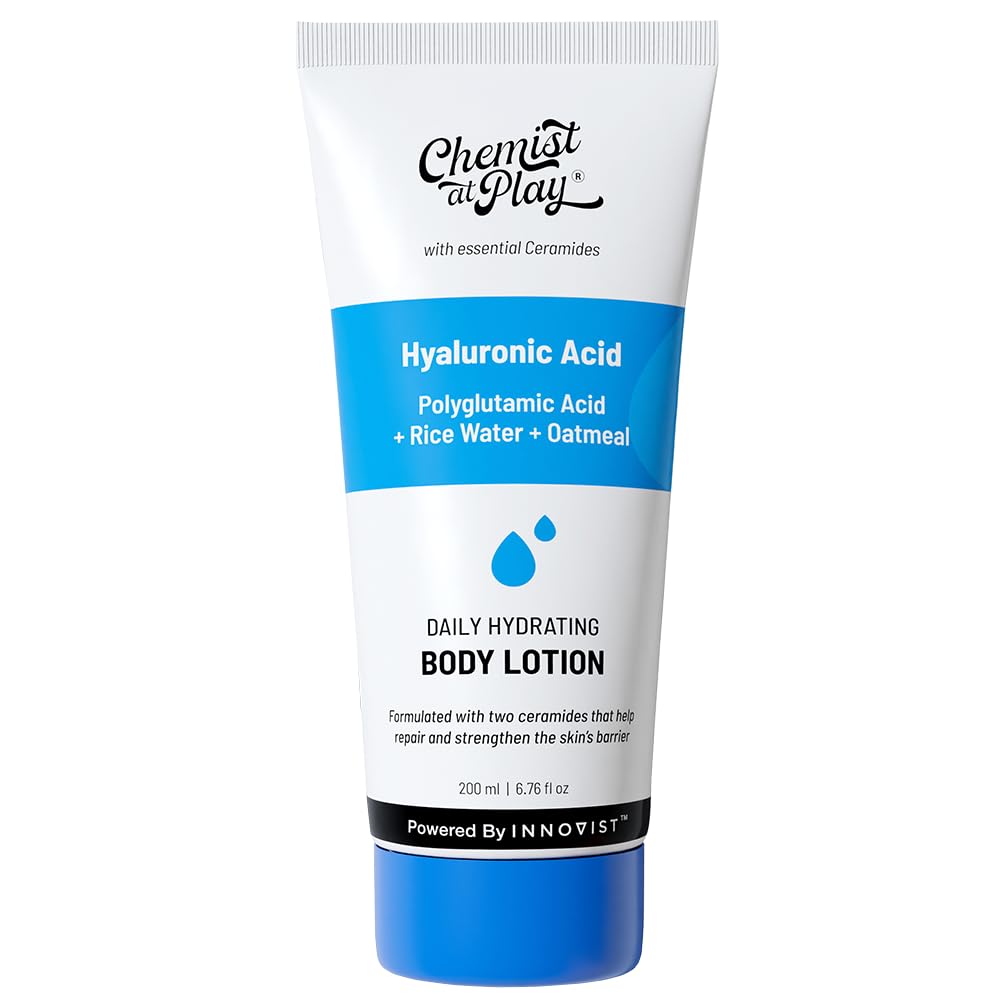 Chemist at Play Hydrating Body Lotion with Rice Water & Hyaluronic Acid for Deep Moisturization | All Skin Type | Hydrate Dry and Flaky Skin | Vegan & Cruelty-Free | 7 fl oz.