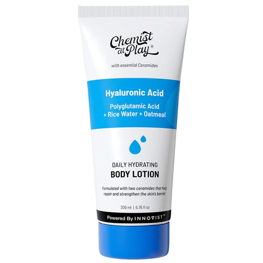 Chemist at Play Hydrating Body Lotion with Rice Water & Hyaluronic Acid for Deep Moisturization | All Skin Type | Hydrate Dry and Flaky Skin | Vegan & Cruelty-Free | 7 fl oz.