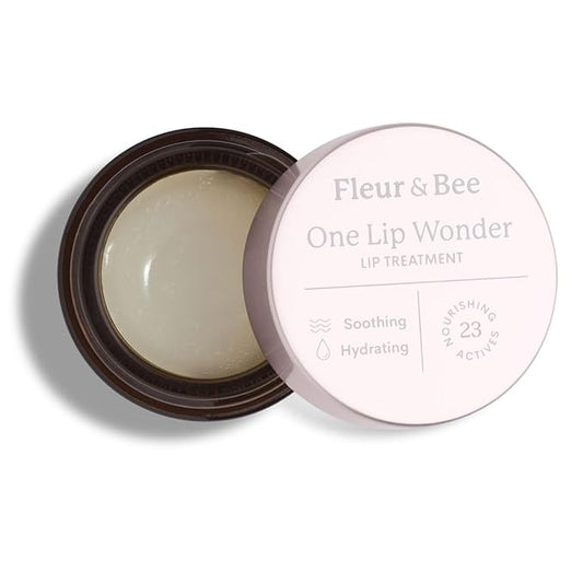 Peptide Lip Treatment with Anti-Aging Benefits | Clean, 100% Vegan, Cruelty Free | Restorative Repair For Dry Lips That Visibly Plumps and Hydrates | One Lip Wonder by Fleur & Bee (0.17 oz)