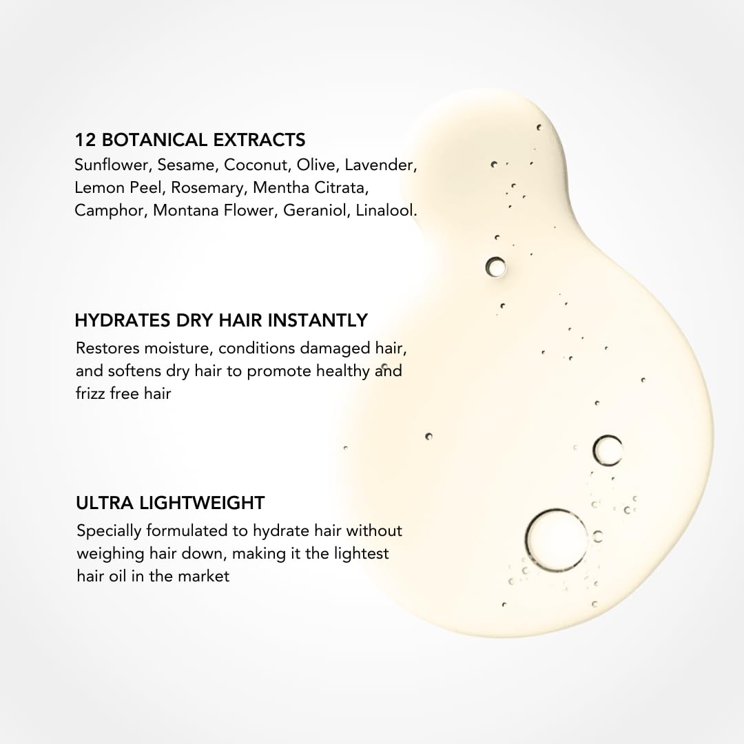 BLUMAAN Hydrating Hair Oil - Designed for Dry, Frizzy, Straight, or Curly Hair - 100% Natural Men's Hair Strengthening Oil - 60 ml / 2.0 oz