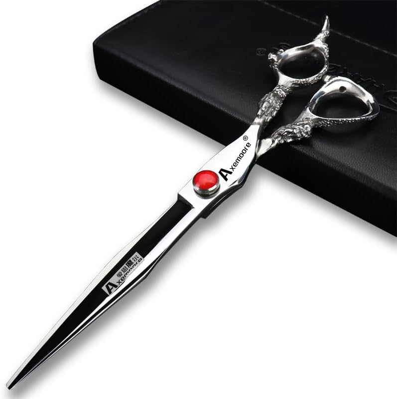 7/7.5/8/9 inch scissors silver professional hairdresser hair cut and trim diluted sharp 440C steel (8 inch flat shear)