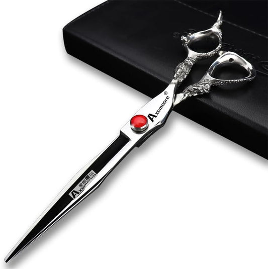 7/7.5/8/9 inch scissors silver professional hairdresser hair cut and trim diluted sharp 440C steel (8 inch flat shear)